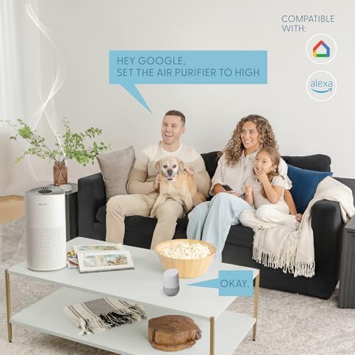 Kery-Plus Air Purifier + 2 Replacment Filters Air Purifiers for Home Bedroom Large Room Up to 1500 Ft² - Smart WiFi & Voice Control True HEPA Air Purifier For Home