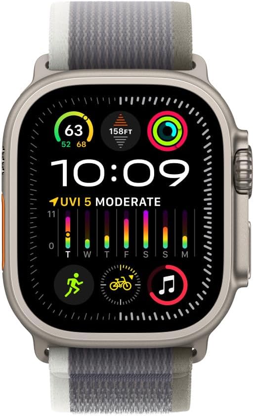 Apple Watch Band - Trail Loop (49mm) - Green/Gray with Rugged Titanium Finish - S/M