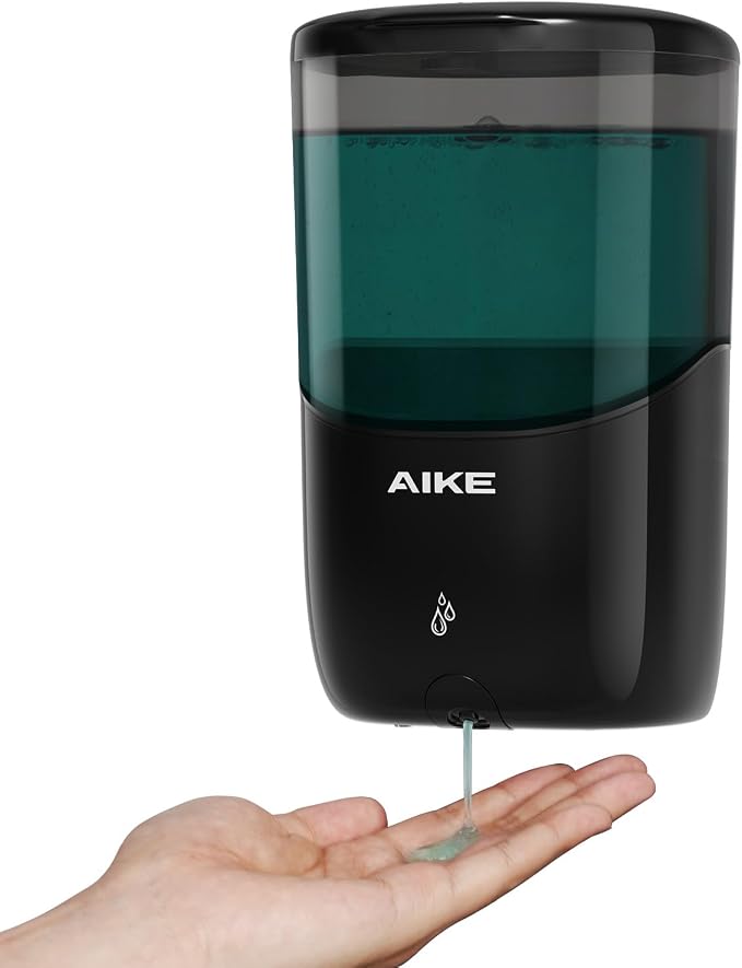 AIKE Automatic Commercial Soap Dispenser and Wall Mount Paper Towel Dispenser Bundle, Model AK1216& AK5180 Black