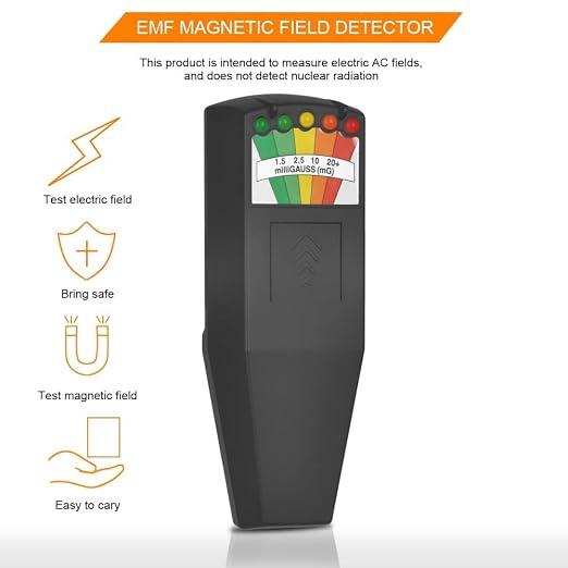 AceFox EMF Meter, 5 LED Magnetic Field Detector, Ghost Hunting Equipment Tester for Home, Office & Outdoor Inspections