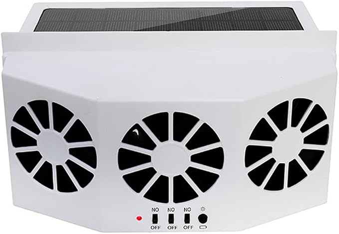 CYDZSW Car Solar Powered Window Exhaust Fan, Air Purifier, Solar Power Air Vent Radiator Fan for Backseat or Frontseat, Vehicle Ventilation Fan (White)