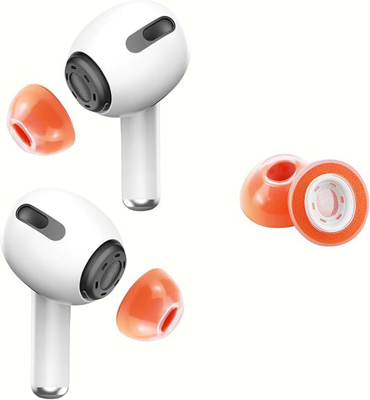 KASOTT Memory Foam Ear Tips for AirPods Pro 1st & 2nd Gen - Upgraded Liquid Silicone Rubber, Superior Noise Isolation, Secure Fit & Ultimate Comfort, Fits Charging Case, 1 Pair (Orange, Small)