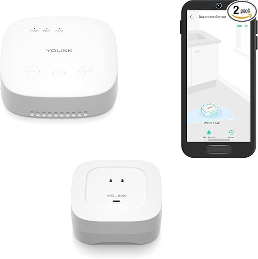 YoLink Smart Home Starter Kit: SpeakerHub & Water Leak Sensor 4 with 105dB Audio Alarm 1-Pack, SMS/Text, Email & Push Notifications, Freeze Warning, LoRa Up to 1/4 Mile Open-Air Range, w/Alexa, IFTTT