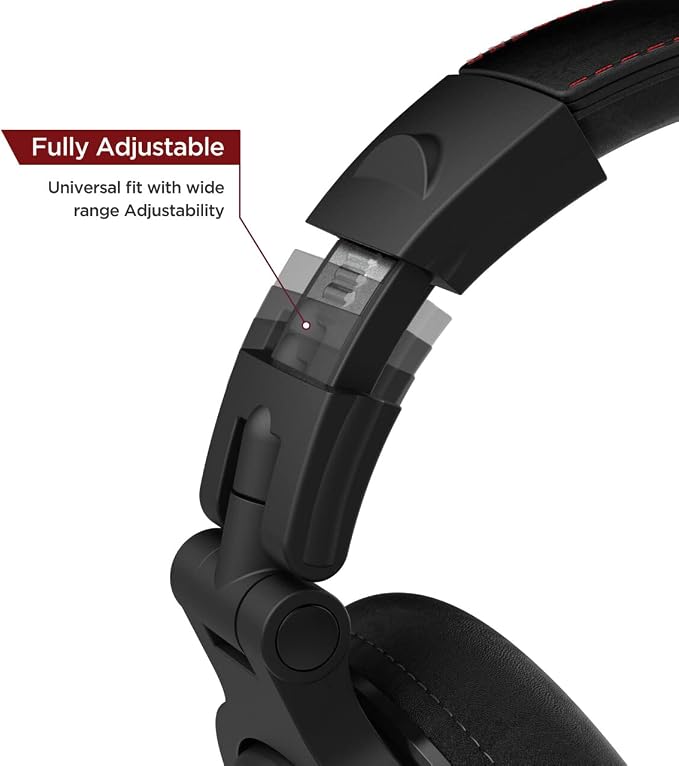Thore Over Ear iPhone Headphones with Lightning Connector (Apple MFi Certified) – Closed Back Studio DJ Monitor Earphones (50mm Neodymium Drivers) (V200 Black/Red)