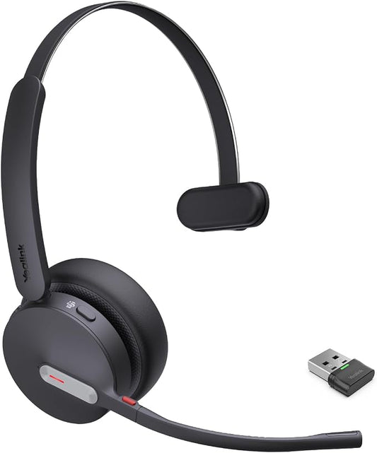 Yealink BH70 Mono Wireless Headset with AI Microphone Sound Isolation for WFH Open Office Worker, 35h Talking, Native Bluetooth Certified via Microsoft Teams, Compatible with Cisco Zoom Google, USB-A