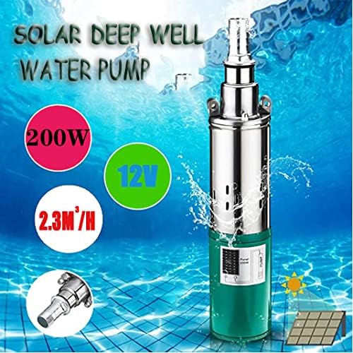 Solar Submersible Well Pump DC 12V 200W Deep Well Pump 3"Tube Stainless Steel Screw Pumps 2300L/H 1" Outlet High Lift 40M Irrigation Pumps Agricultural Garden Home