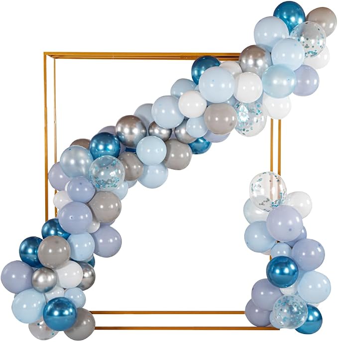 Restaurantware-Balloonify Balloon Garland Set, 1 Party Decoration Kit - 125 Balloons, With Chain, Confetti Blue & Gray Latex Balloon Arch Kit, Includes Glue Dots, Ribbon & Knot