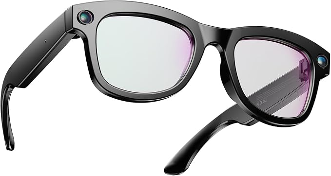 QxzPower 1080P HD AI Smart Camera Glasses, 8MP Camera Bluetooth 5.4 Recording Glasses, Dual Mic ENC Noise Reduction, Blue Light Filtering Lenses, Video Glasses with Men and Women, M01Pro White