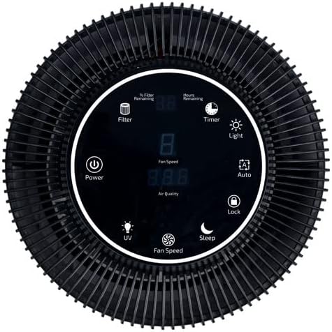 OdorStop OSAP5 HEPA Air Purifier for areas up to 1000 Sq Ft with H13 True HEPA Filter, Active Carbon, 5-Speed, Auto Mode, Sleep Mode, Child Lock, and Timer - Black