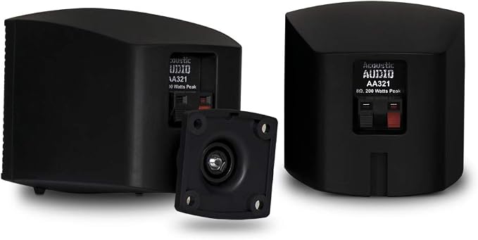 Acoustic Audio AA321B Mountable Indoor Speakers 400 Watts Black Bookshelf Pair