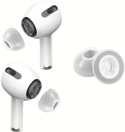 KASOTT Memory Foam Ear Tips for AirPods Pro 1st & 2nd Gen - Upgraded Liquid Silicone Rubber, Superior Noise Isolation, Secure Fit & Ultimate Comfort, Fits Charging Case, 1 Pair (Grey, Medium)