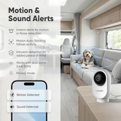 Waggle 4G LTE Pet Monitor Lite + RV Mini Camera - Cellular Temperature & Humidity Monitor, Real-time Alerts - RV/Camper/Van/Car Monitoring - Subscription Required