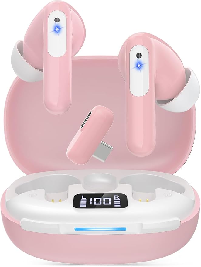 RYR Wireless Gaming Earbuds, 20ms Low Latency, Gaming Earbuds with Noise Cancelling Mic, 2.4Ghz & Bluetooth, LED Display, 36H Playtime for Meta Quest 3/2, PS5, PS4, VR, Switch, Steam Deck, PC, Phone