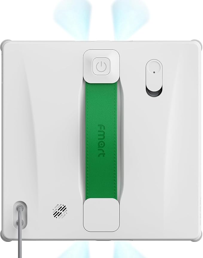 FMART W8 Mini Window Cleaning Robot, 8000Pa Suction, Ultra-Slim 2.36 in, 4-Way Ultrasonic Spray, Edge-Cleaning Route, Smart Path Planning, 9-Stage Safety, App & Remote Control