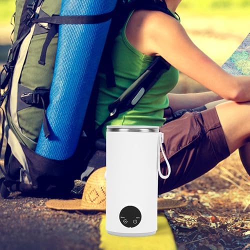 Travel Electric Kettle, Portable Mini Kettle, USB Rechargeable Hot Water Boiler with Rotary Stirrer, 400ML 55°C, Travel Kettle for Coffee, Tea, Milk