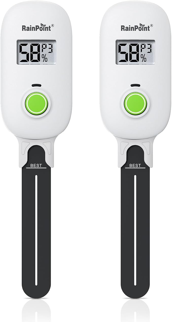 RAINPOINT Smart Digital Wireless Plant Moisture Meter Houseplant Indoor,WiFi Hub Needed,Capacitive Probe,Leave-in Soil Hygrometer Sensor,Real-time Monitor Outdoor Greenhouse Gardening(Two-Pack Set)