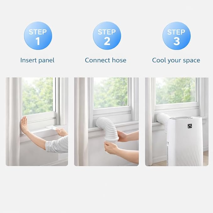 GarveeLife 14,000 BTU Portable Air Conditioners, Portable AC Unit with Fast Cool, Heat Mode, Ventilator, Dry, 4-in-1 Air Conditioner Portable, Remote & Installation Kit, for Room, Study, Dorm