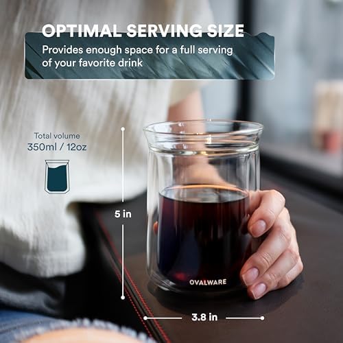 Airtight Cold Brew Iced Coffee Maker 1.0L with Double Wall Single Lip Insulated Glass Cup
