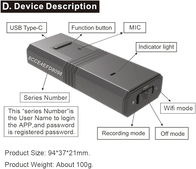 Kingneed Q9 Magnetic Voice Recorder Voice Activated, no Need Connect with PC, Download & Play on The Mobile Phone, APP for Andriod & iOS, Audio Recorder for Meeting, Interview, car
