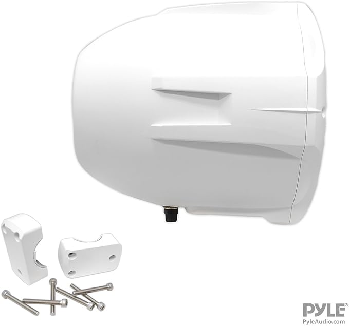 Pyle Waterproof Marine Wakeboard Tower Speakers - 8in Dual Subwoofer Speaker Set and 1” Tweeter with 300 Watt Power - 2-Way Boat Audio Stereo System with Mounting Bracket - 1 Pair PLMRW85 (White)