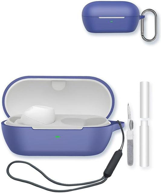 Silicone Case Compatible with Sony WF-C710N Truly Wireless Noise-Canceling Earbuds,Cleaning Kit and Lanyard Soft Protective Shockproof Cover for Sony WF-C710N-Dark Blue