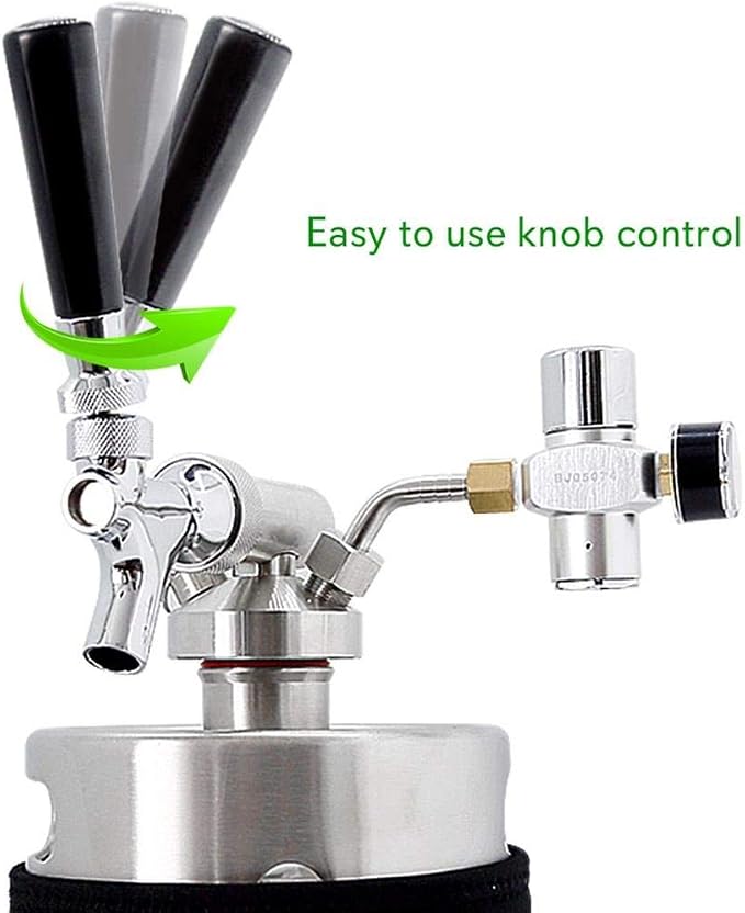 NutriChef Pressurized Growler Tap System - Stainless Steel Mini Keg Dispenser Portable Kegerator Kit - Co2 Pressure Regulator Keeps Carbonation for Craft Beer, Draft and Homebrew - PKBRTP100 (128oz)