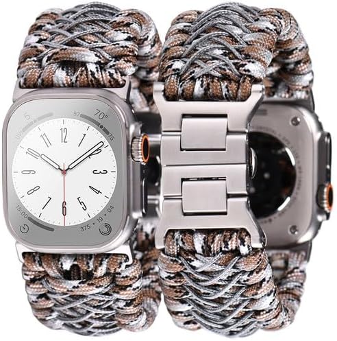 Tefeca Titan Series Paracord Band Compatible with Apple Watch Ultra 2/49mm, Series 10/46mm, 9/8/7/45mm, SE2/SE/6/5/4/44mm, and 3/2/1/42mm