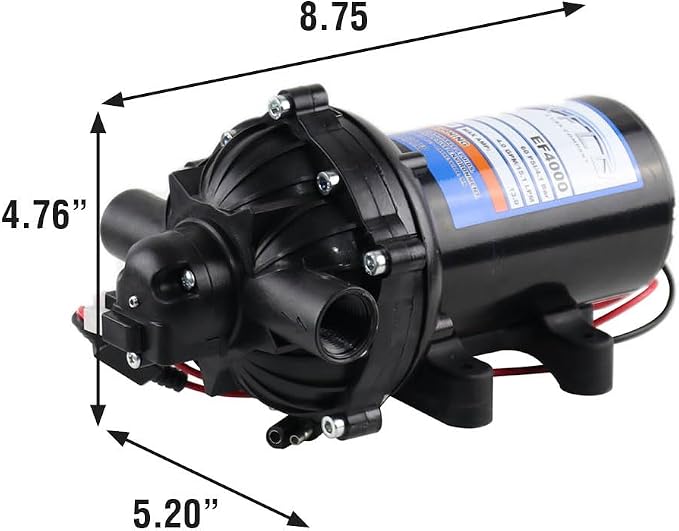 Everflo 4.0 GPM 12V Diaphragm Pump Boxed with 1/2" NPT Ports