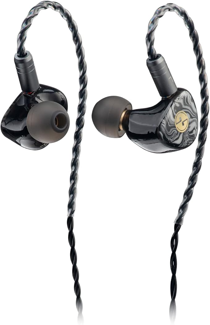 TINHIFI T3 Plus 10mm LCP Dynamic Driver IEM, HiFi Wired Earbuds with Balanced Sound & Deep Bass, 3D Printed Marble Texture Shell, Detachable 2Pin Silver-Plated Cable for Musician Audiophile