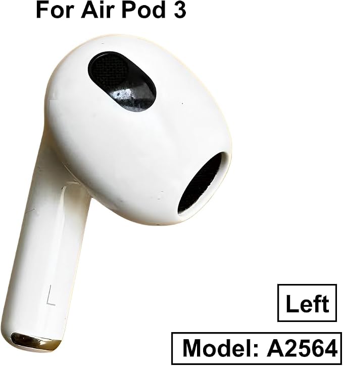Meenova A2564 Single Left Ear Side Only, OEM Left Earbud Replacement for Pod (3rd Generation), Compatible with Original Pods 3 A2897 A2566, Air Earphones, Charging Case Earpad (Left A2564)