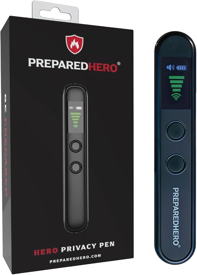 Hero Privacy Pen | 3-in-1 Travel Privacy Tool | RF Signal Detector, Infrared Camera Lens Finder and Door Motion Alarm | Pocket-Sized, No App Needed, Rechargeable, 1 Pack