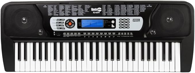 RockJam 54 Key Keyboard Piano with Power Supply, Sheet Music Stand, Piano Note Stickers & Lessons