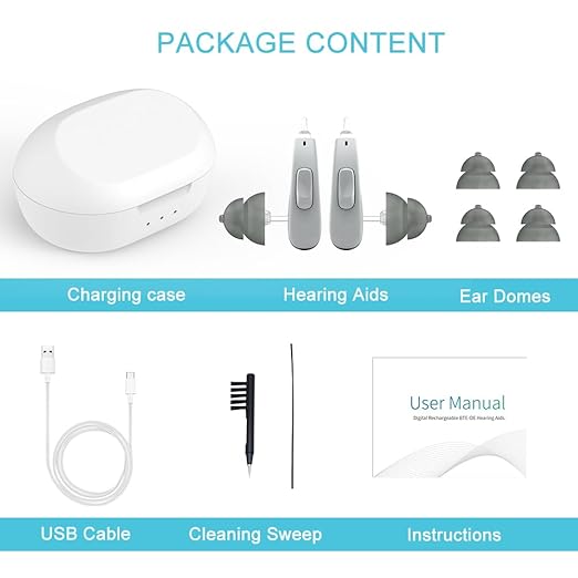 TrueSound11-Channel Rechargeable Hearing Aids for Seniors，Waterproof OTC Hearing Device with AI Noise Cancellation & Magnetic Charging Case