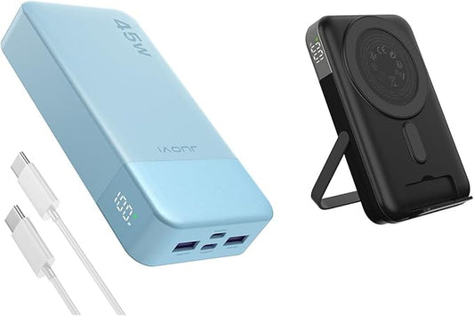 JUOVI 20000mAh 45W Power Bank Portable Charger + 22.5W 10000mAh Slim Magnetic Wireless Power Bank