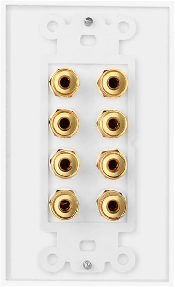 DIYTECH 4 Speaker Wall Plate, Home Theater Wall Plate, Gold Plated Binding Posts, for Home Theater Setup