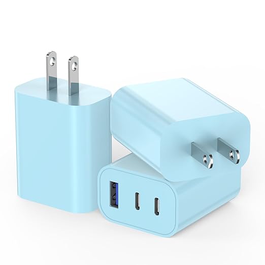 USB C Fast Charger Block 35W, 3-Pack PD Wall Charger for Apple iPhone 17 Fast Charging, Multiport Type C Charging Block for iPhone 17/17 Air/17 Pro/17 Pro Max/16/15/14/13/12, iPad Pro, iPad Air, iPad