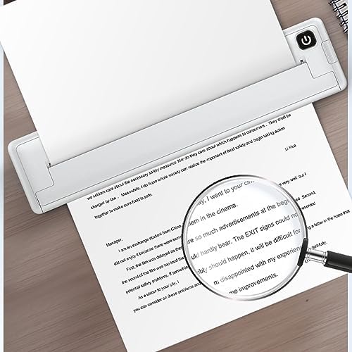 Dpofirs A4 Thermal Portable Bluetooth Monochrome Printer, Inkless, for Travel, Compatible with Android iOS
