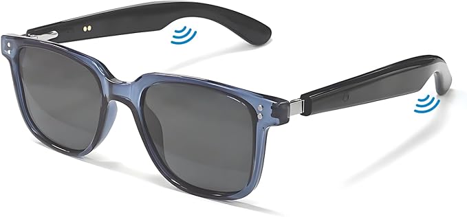 Smart Bluetooth Glasses, Sunglasses with UV and Blue Light Protection, AI Real-time Translation with 140 Languages, Touch Control, Music & Call for Athletic/Outdoor, Unisex (Blue)