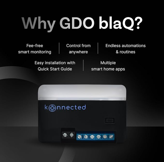 Konnected Smart Garage Door Opener blaQ - Works with Chamberlain/Liftmaster Security+ Openers - Local myQ Alternative - Alexa, SmartThings, Home Assistant, Hubitat, Control4, HomeSeer Integration