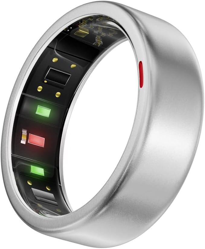 POBOVi Gen 2 Titanium Smart Ring for Women & Men, Sleep & Heart Rate Tracker, No Subscription, Size Before You Buy (Silver, 12)