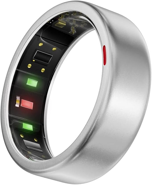 POBOVi Gen 2 Titanium Smart Ring for Women & Men, Sleep & Heart Rate Tracker, No Subscription, Size Before You Buy (Silver, 12)