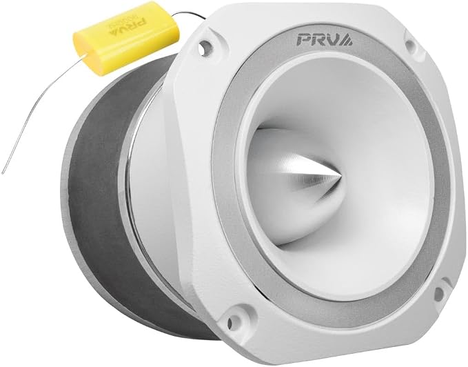 PRV AUDIO TW700Ti White 4 Inch Titanium Bullet Tweeter 240 Watts, 8 Ohm Super Tweeter, Built-in Capacitor Pro Audio High Frequency Driver (2 Tweeters)