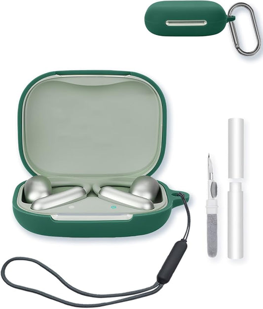 Case for Anker Soundcore AeroFit 2 AI Assistant Earbuds,Soft Protective,BOVUGAC Silicone Case Cover with Keychain & Cleaning Kit & Lanyard for Soundcore AeroFit 2 AI by Anker-Green