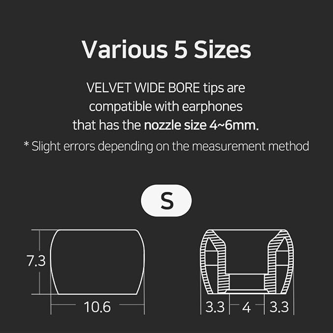 ELOIT Velvet Wide Bore Silicone Eartips for 4-6mm Nozzle, Replaceable IEM Earbud Tips with Enhanced Sound Quality and Comfort (Full Size(5 Pairs))