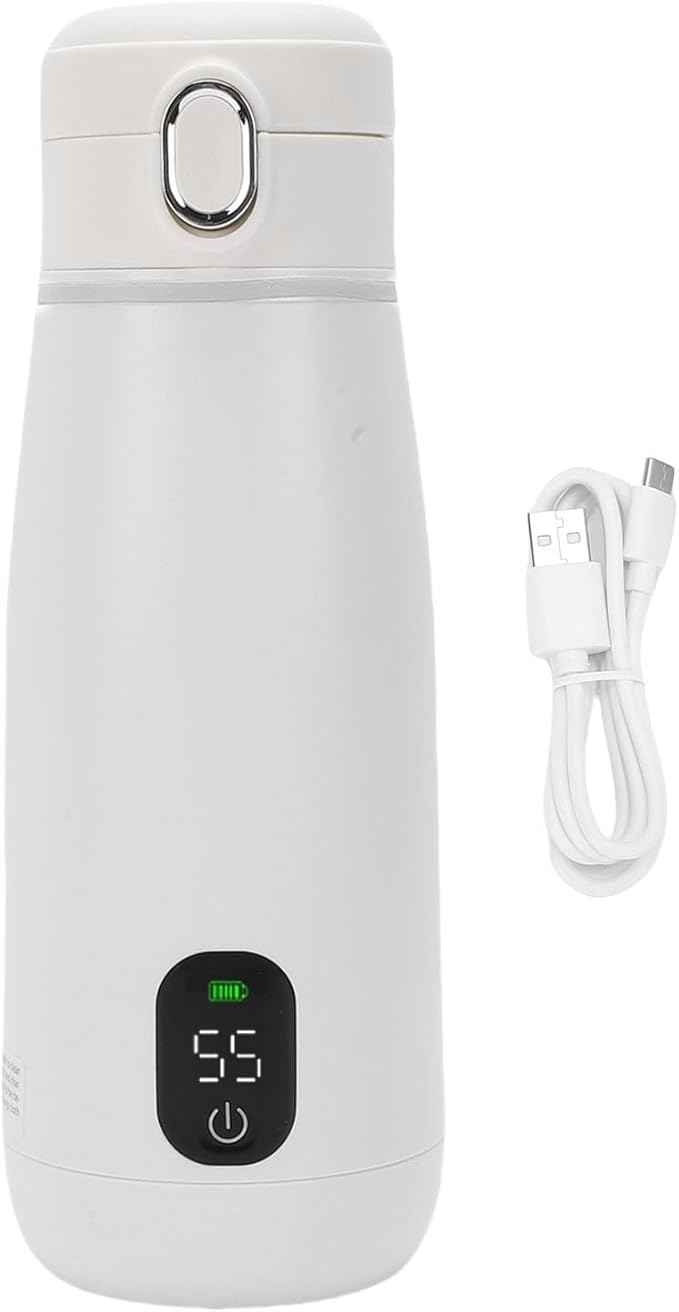 AUNMAS Portable Travel Electric Kettle, Stainless Steel Water Heater with USB Charging Cordless Hot Water Boiler for Camping Hiking
