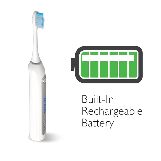 Pyle Wave Rechargeable Electric Toothbrush - w/ 3 Brush Mode, UV Light, 2 min Timer, 2 Oral Brush Heads, Charging Dock Holder - for Kids, Teens, Adults