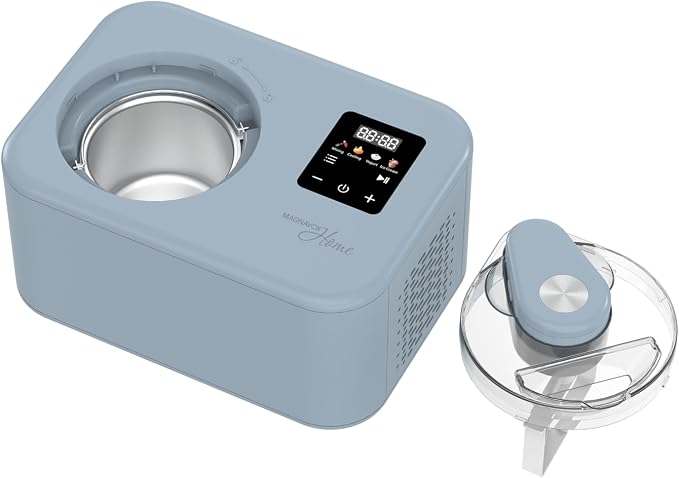 Magnavox Home, 1.2 Qt Electric Ice Cream Maker with Compressor, Touchscreen Ice Cream Machine, Built-In Compressor, Automatic Sorbet, FroYo, Italian Ice Maker, No Pre-Freeze