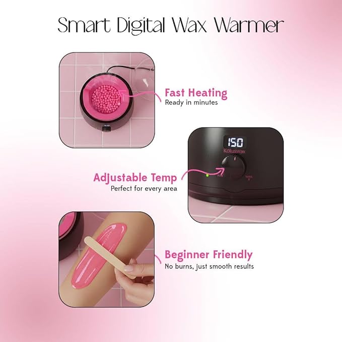 KoluaWax Premium Waxing Kit for Women - Beginner Friendly - Complete Wax Kit that includes 14oz of Wax Beads, Applicator, Pre and Post Care, Suitable for Sensitive Skin (Black) - Mothers Day Gifts
