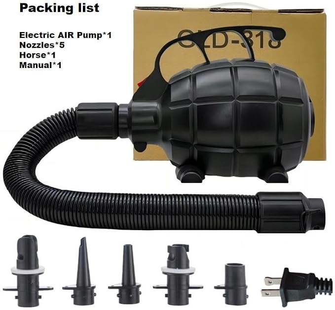 Electric Air Pump for Inflatables, Quick Fill Inflator/Deflator, 5 Nozzles,110-120V AC, 600W