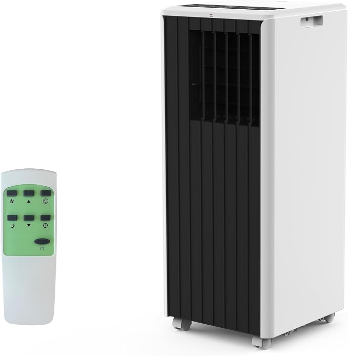 8,000 BTUs Portable Air Conditioner, 3-in-1 AC Unit with Fan, Dehumidifier, Air Conditioner for Bedroom Cools Rooms Up to 350 Sq.Ft, Indoor Quiet AC Unit, Easy Installation Kit Included, Black